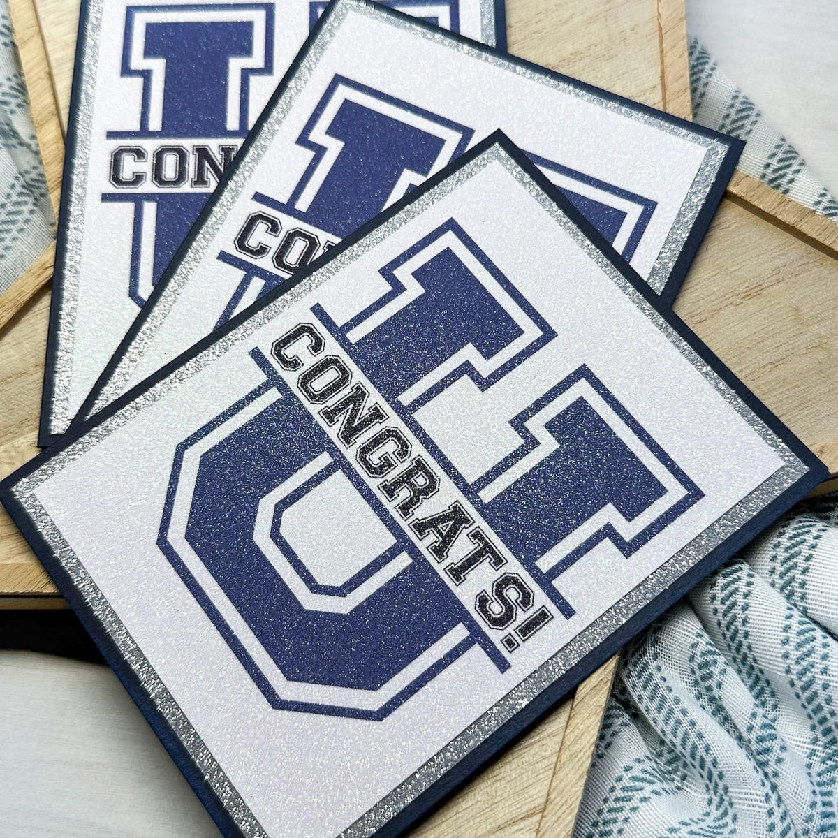 White Diamond Print Graduation Cards