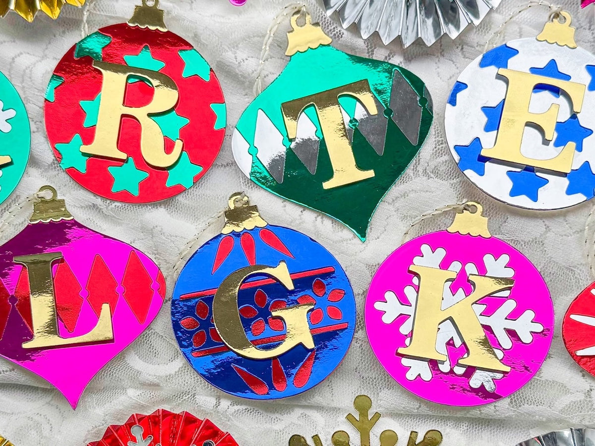 Mirror Paper Monogram Ornament Christmas Tags