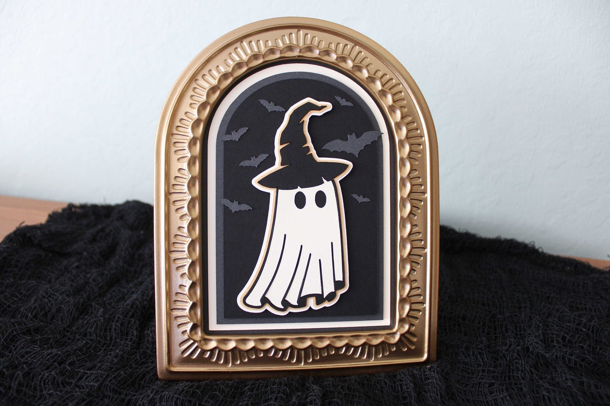 Die Cut Paper Ghost Layered Halloween Framed Art