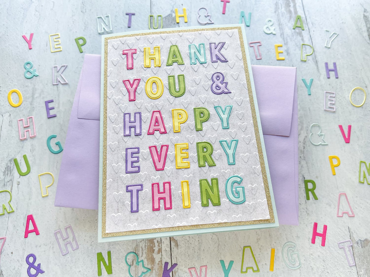 Alphabet Outline Die-Cut Thank You Card