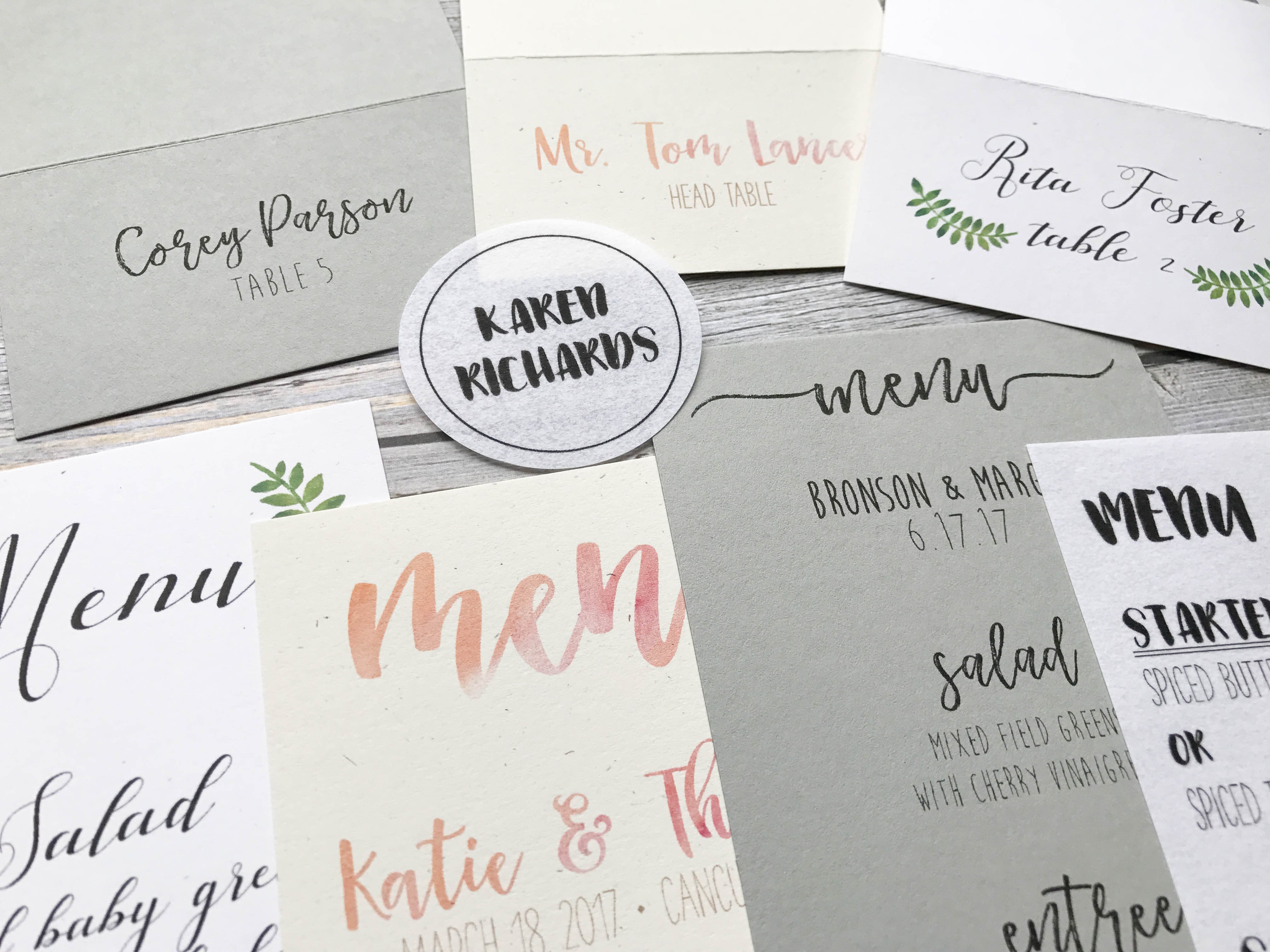 DIY Wedding or Event Menus, Place Cards & Programs on Cardstock Paper ...