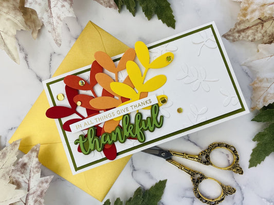 Give Thanks Fall Leaves Card - Cardstock Warehouse