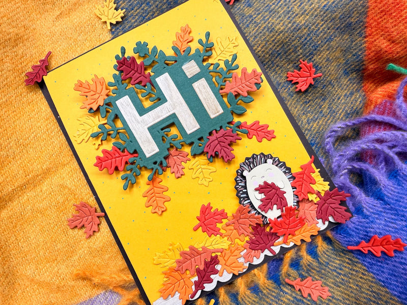 Autumn Handmade Greeting Card With Hedgehog Hi