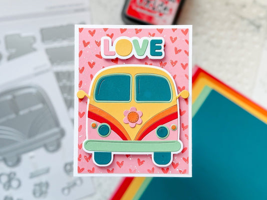 Colorful Love Bus Valentine's Day Card