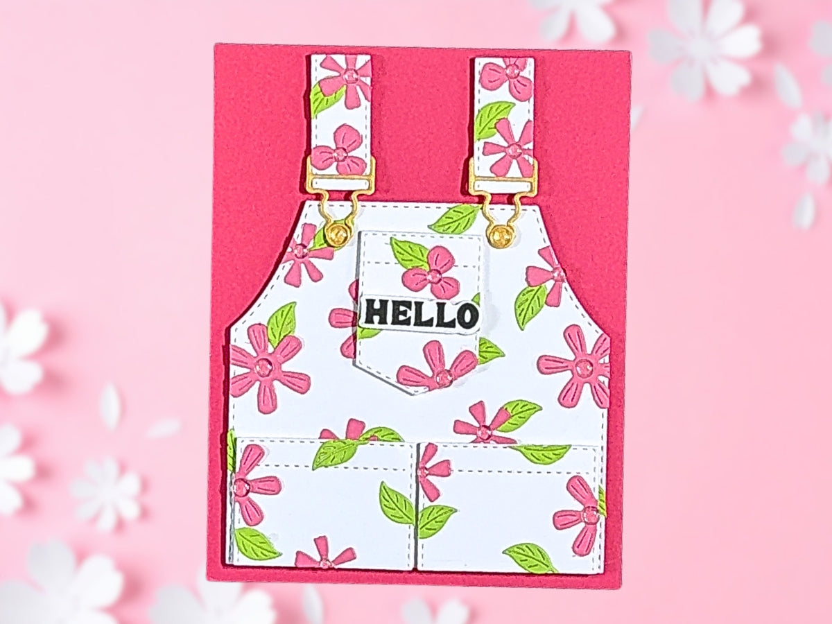 Floral Garden Overalls Handmade Card