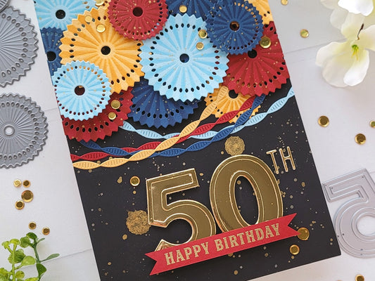 Masculine 50th Birthday Pinwheel Handmade Card