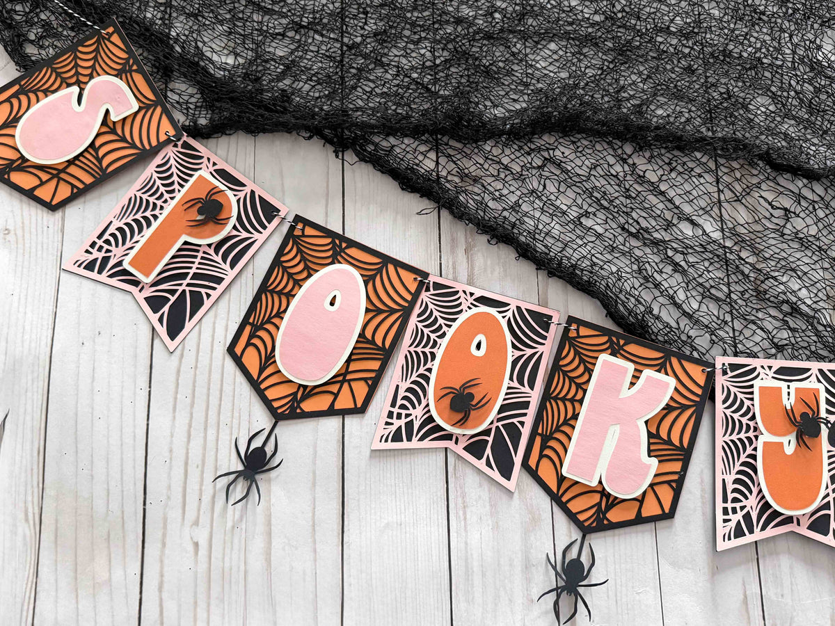 Pink Spooky Die Cut Halloween Banner