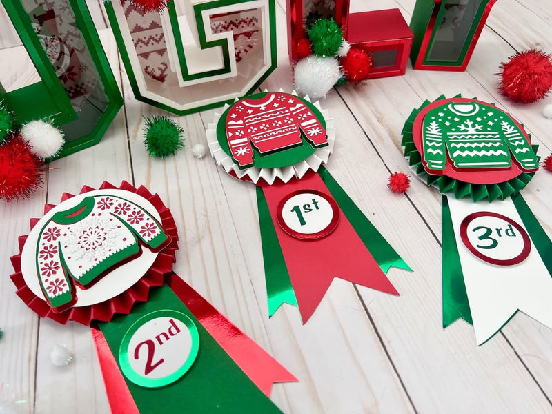 Ugly Sweater Award Ribbon Badges