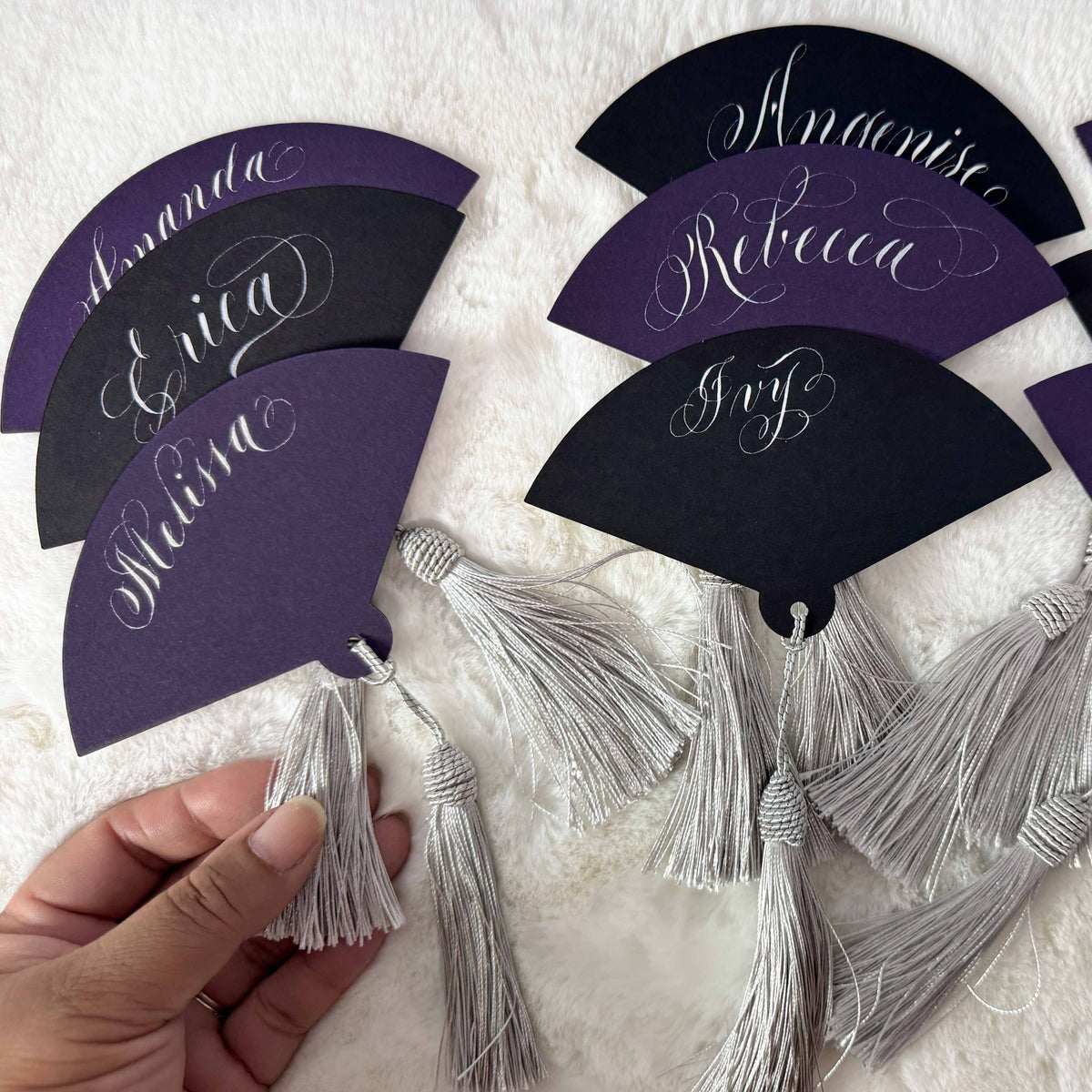 Calligraphy Die Cut Fan Place Cards