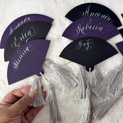 Calligraphy Die Cut Fan Place Cards