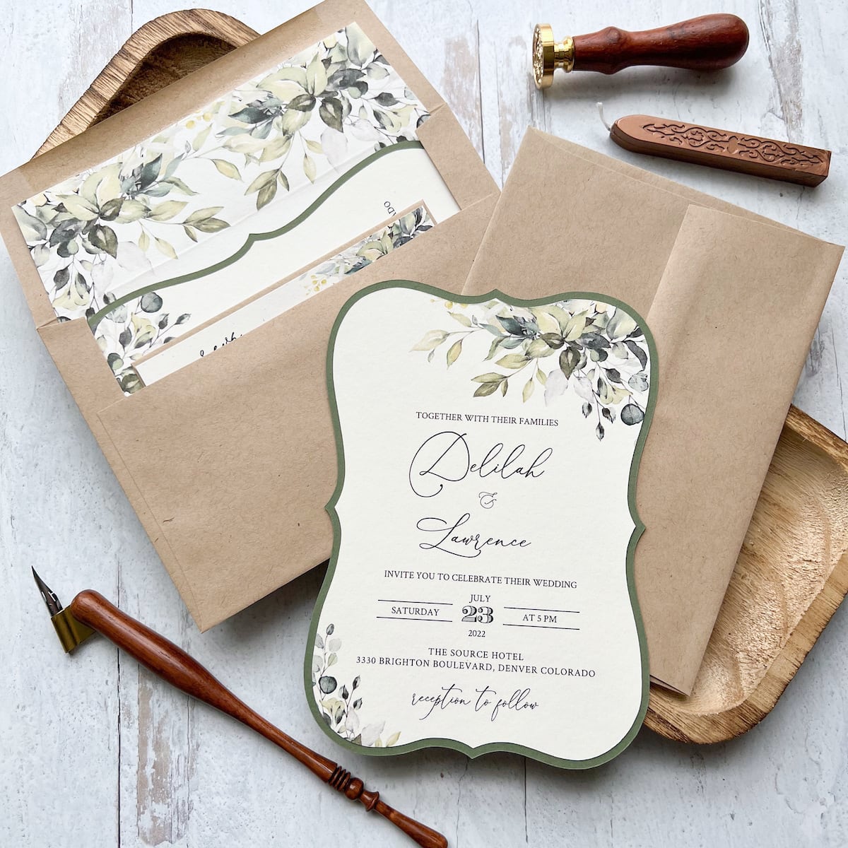 Oatmeal-die_cut_mid_green_invite_c6042bc6-8c42-4f8d-9877-113f5ce69218-Cardstock Warehouse