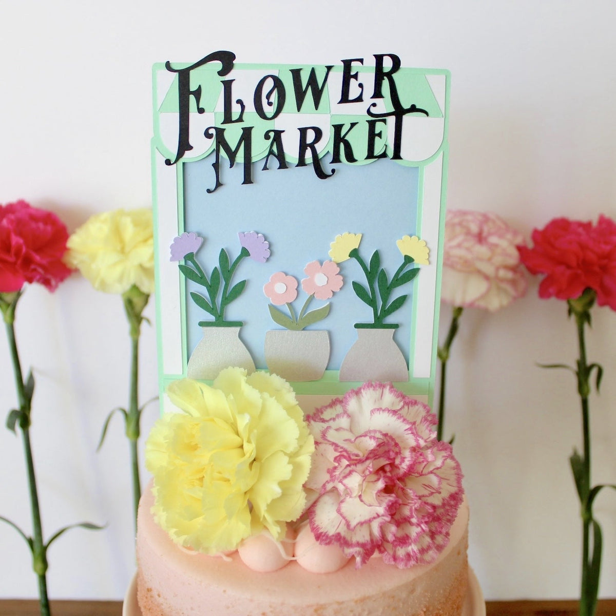 Pastel Flower Market Cake Topper