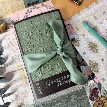 gratitude journal made from Mid Green, Bitter Chocolate, and Brown Box Kraft cardstocks
