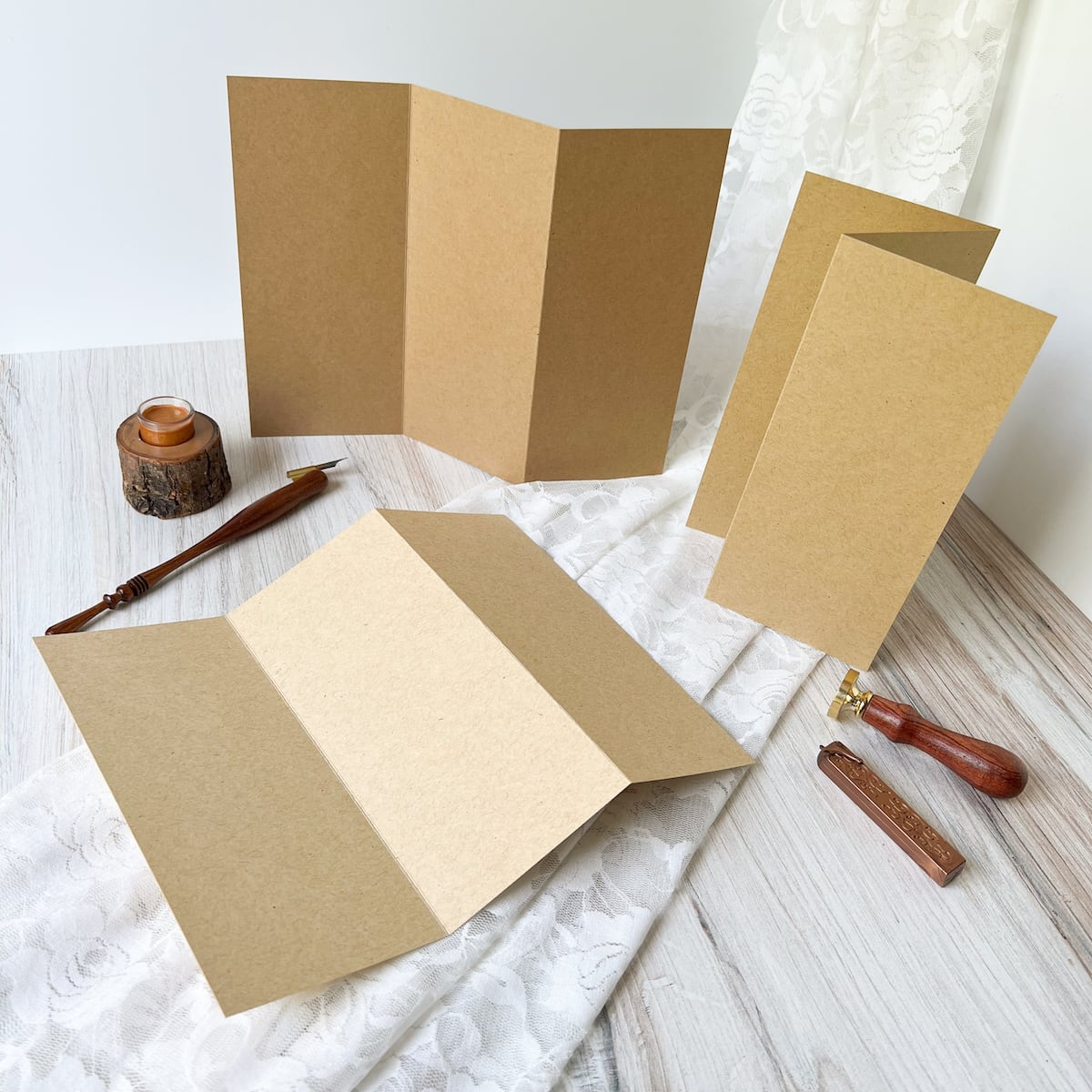 Brown Box Kraft Tri-Fold Card-Cardstock Warehouse