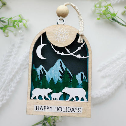 Happy Holiday Tag made with White Birch Wood Veneer
