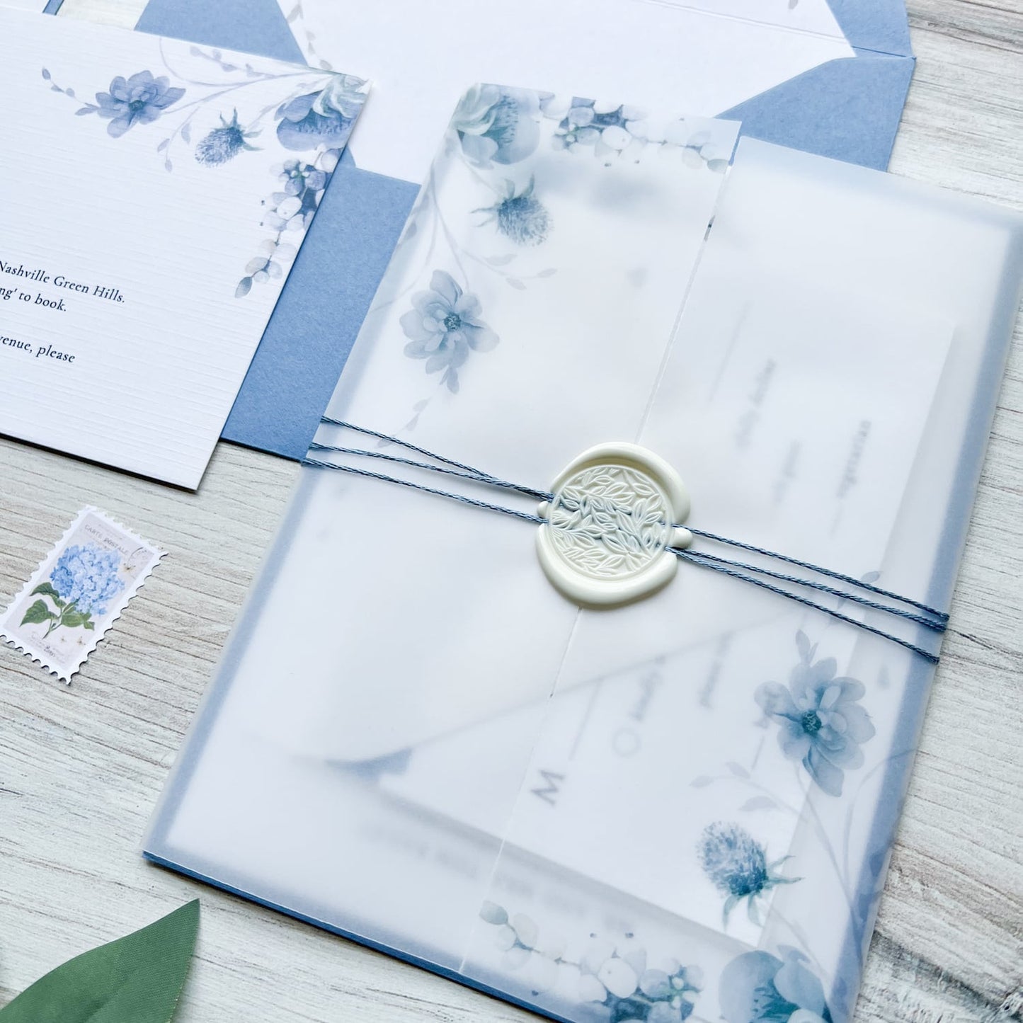 Translucent Vellum Wrap with wax seal closeup