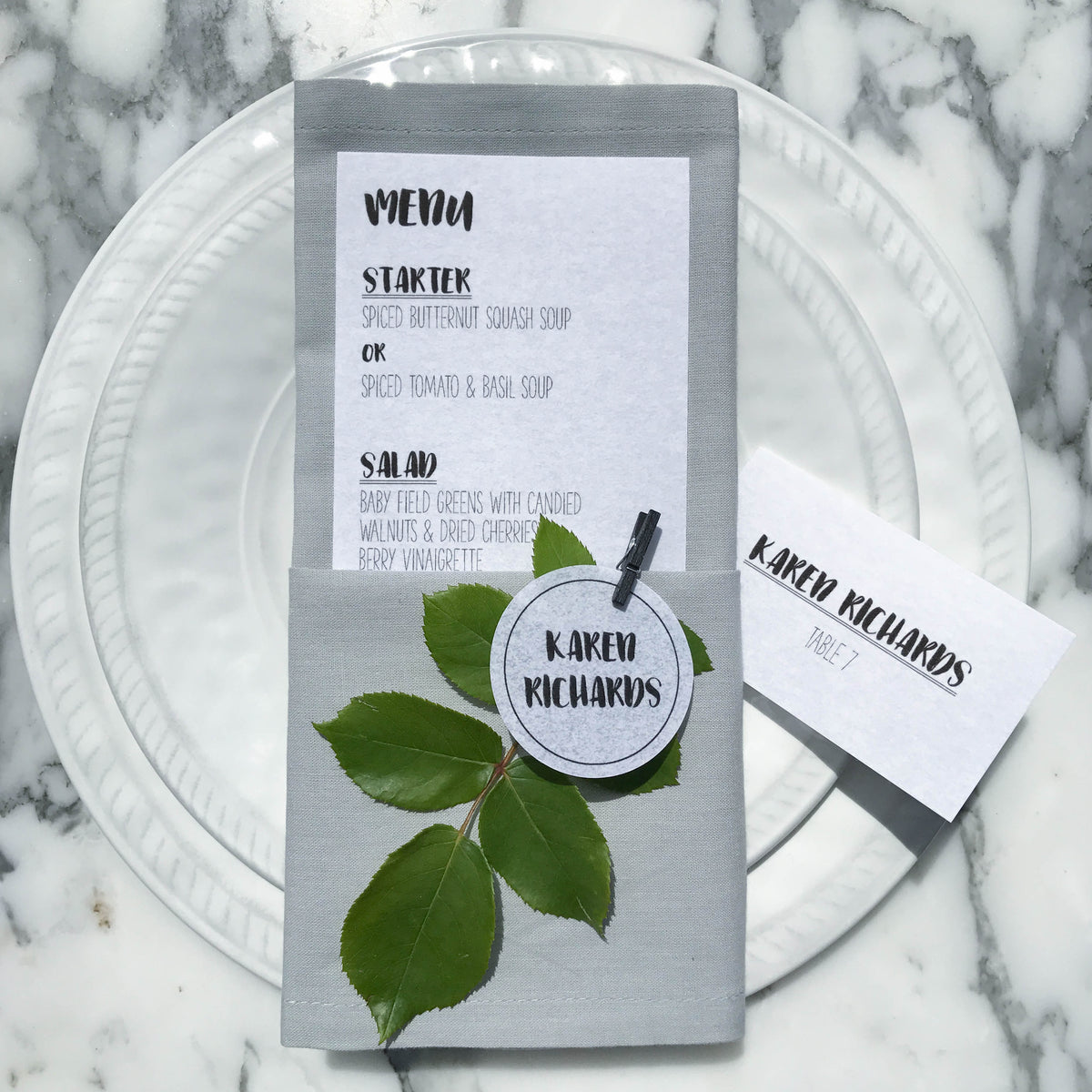 Pergamenata Place card and menu