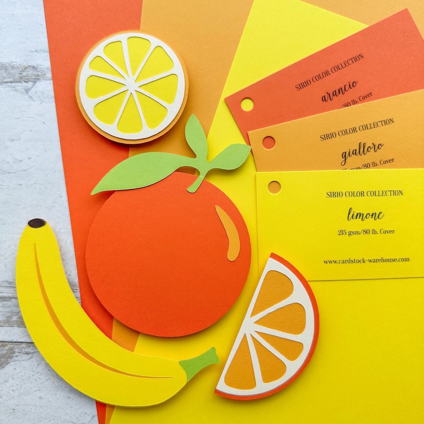 Sirio Color Yellow, Gialloro, and Arancio die cuts