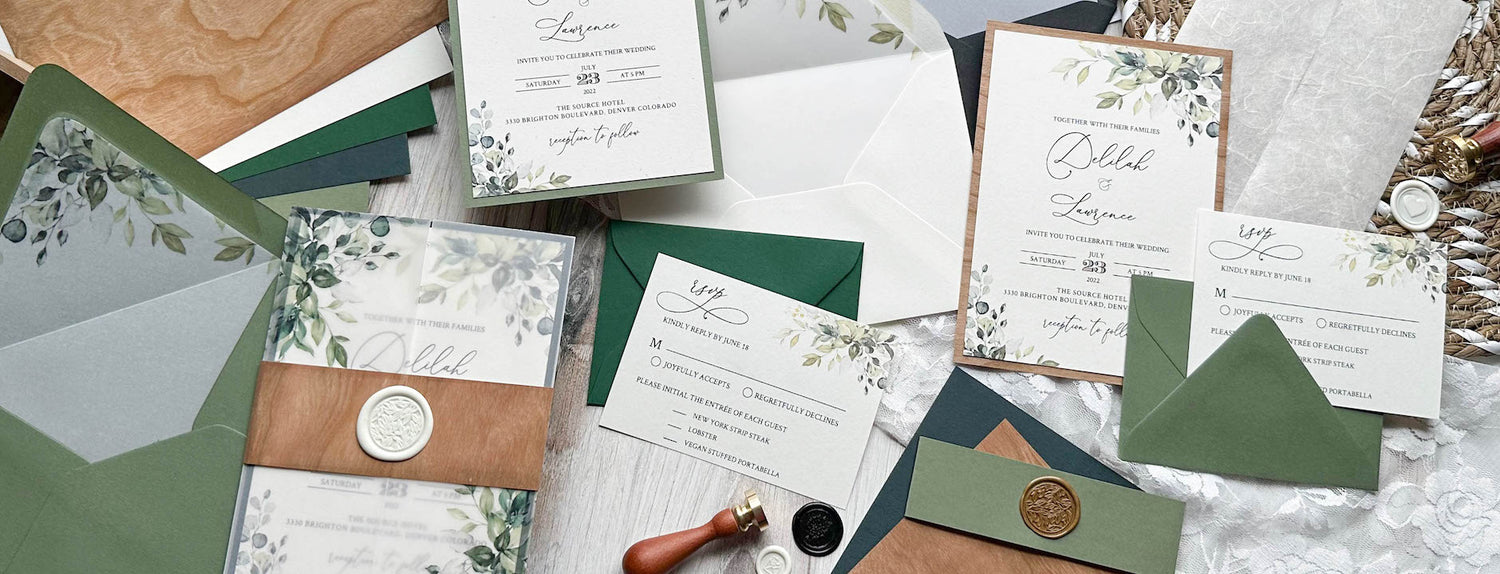 Fall and Winter Wedding Invitation Suite made with Cardstock Warehouse Cardstock and Wood Veneer